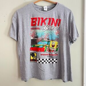 SpongeBob SquarePants Racing T-Shirt Mens 3XL Bikini Bottom Grand Prix Gray